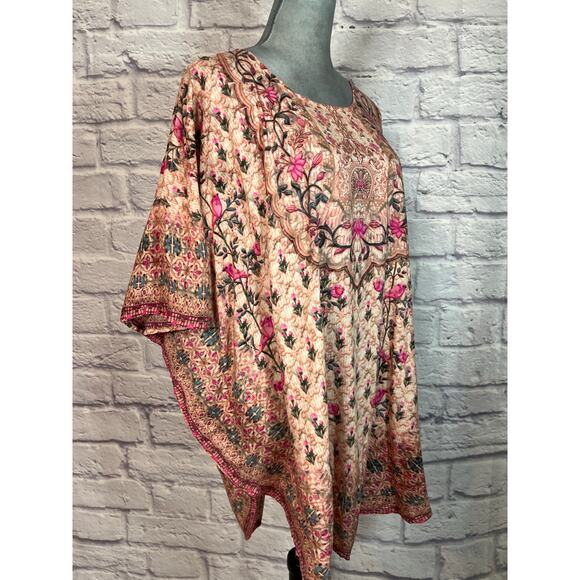 Tolani Flowy Floral Boho Kaftan Style Blouse - Picture 2 of 8